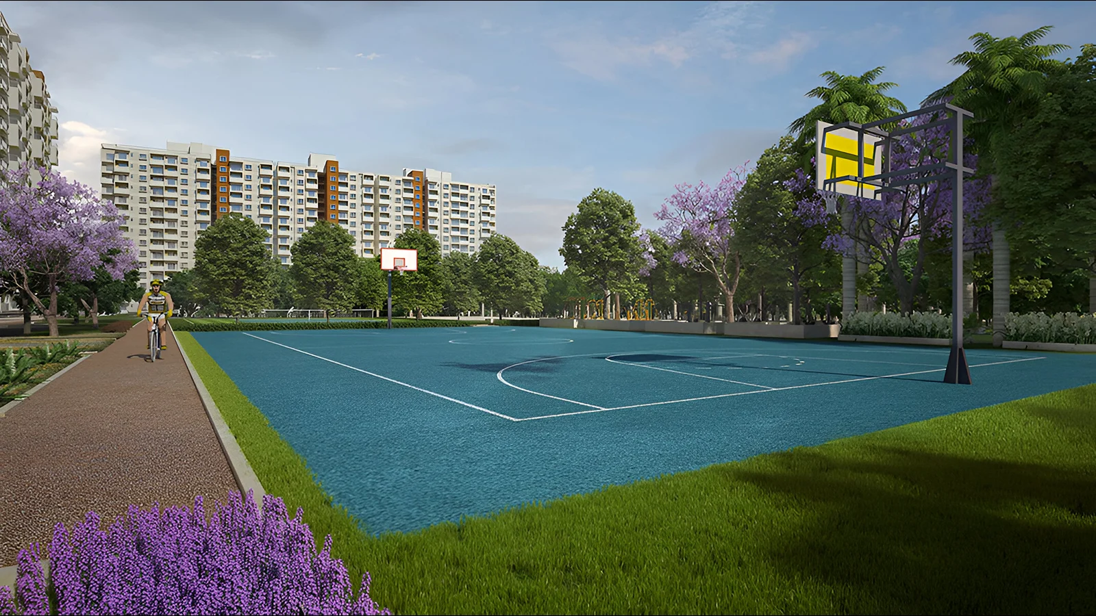Sattva Park Cubix Apartment in North Bangalore basketball park cubix